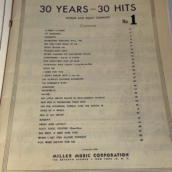 30 Years 30 Hits Music Book, 1950 - Picture 3 of 12